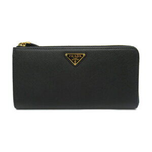 Prada L zipper long wallet leather black
